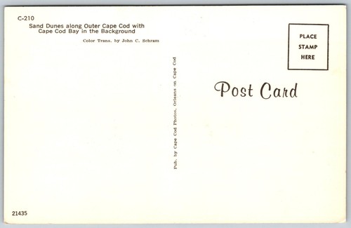 Postcard Massachusetts Sand Dunes Along Outer Cape Cod Bay in Background - Picture 2 of 2