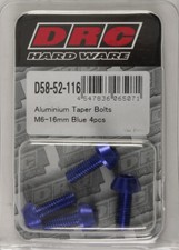 DRC ALUMINUM TAPER BOLTS BLUE M6X16MM 4/PK PART D58-52-116