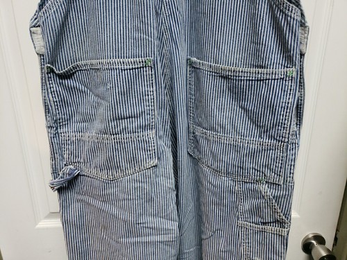 Vtg Big Smith Black Label Mens Bib Railroad Stripe Overall Size 38X29 Grunge - Picture 15 of 17