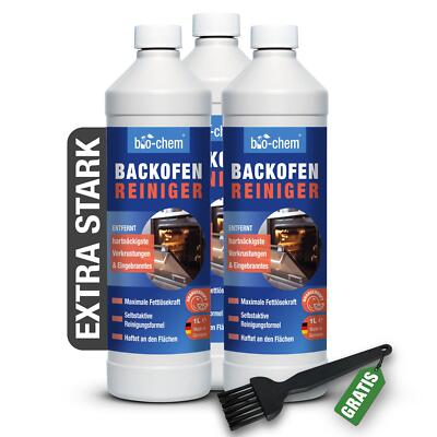 bio-chem Backofenreiniger 3x 1000 ML + Pinsel -selbstarbeitendes Reinigungsgel