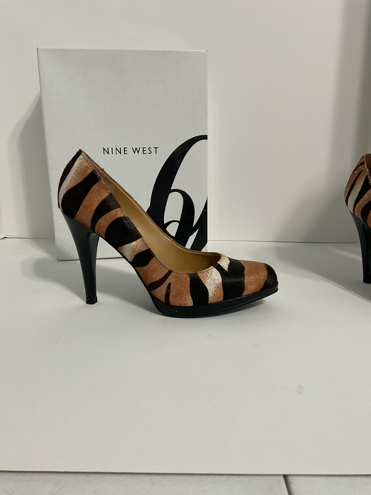 Nine West Leather Tiger Pattern Platform Pumps. S… - image 2