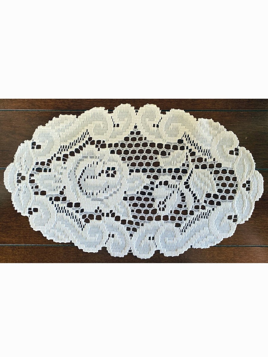 Lace Doily Rose Design 8 x14 inch Oval White German Lace | eBay