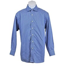 Shirt Long Sleeve Shirt Button-up Regular Fit Non-Iron Striped Blue Size 32/33