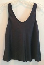 Victoria's Secret Women's Sleeveless Satin Pajama Tank Top Bow Back Black Sz XS
