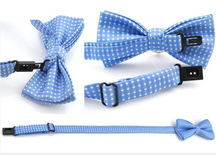 男宝宝孩子领结儿童圆点婚礼燕尾服预绑领结领带 — 第 2/2 张图片