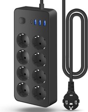 Power Strip Electrical Outlet Extender W/USB C Port, 8 Outlet, EU Plug, 5.9 Ft