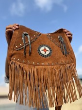 Soft Real Suede Leather Brown Fringe Tassel Crossbody Bag Suede Fringe Boho Bag