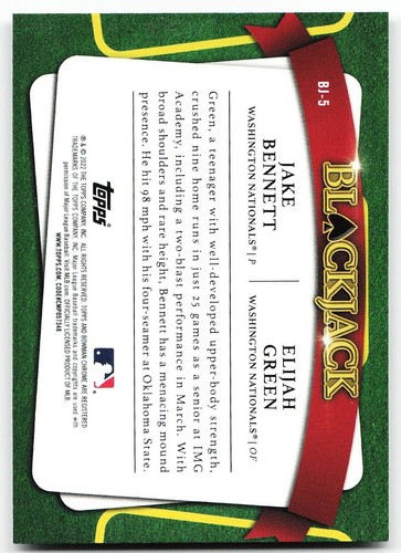 🔥 2022 Bowman Draft #BJ-5 Elijah Green / Jake Bennett Blackjack - 第 2/2 張圖片