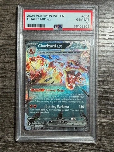 CHARIZARD EX 054/091 RARE HOLO 2024 PALDEAN FATES PSA 10 GEM MT.