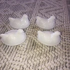 Vintage Lot Of 4 White Milk Glass Chicken Hen On Nest Small 4 1/2" Candy Dish
