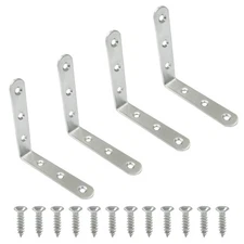 4 PCS 4x4 inch L-Bracket 100x100mm Stainless Steel Heavy Duty Corner Brace