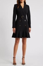 Eliza J Long Sleeve Belted Blazer Dress Black, New with tag, Size 8