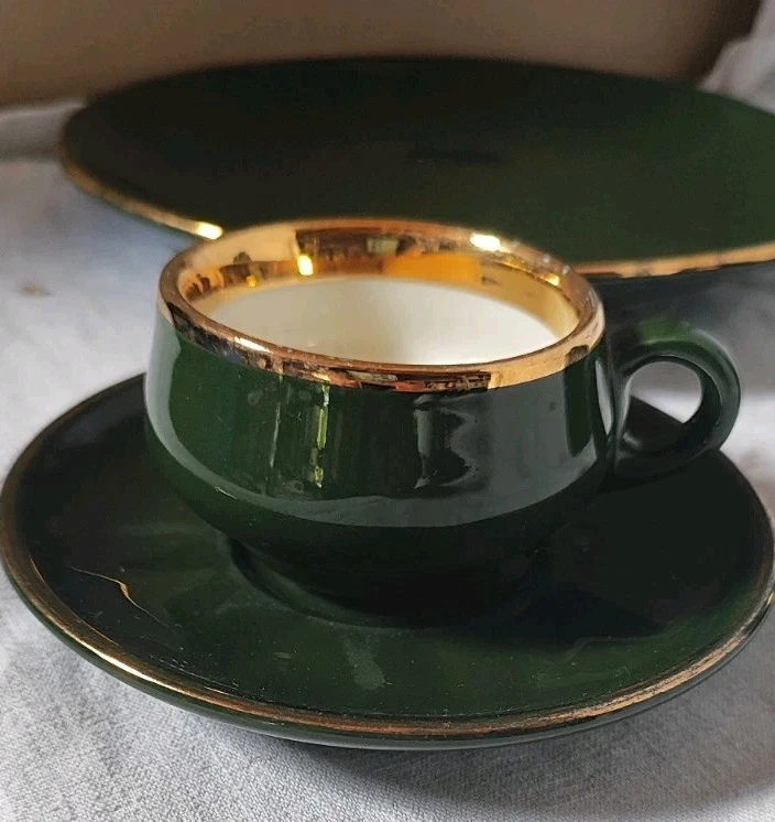 Solitaire Apilco & Style Vert Empire - 1 Tasse + 1 Assiette + 1 Crémier - Photo 3/4