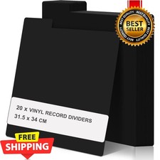 20Pcs 12.4x13.4" Vinyl Record Dividers w/Tabs LP Organizer Black