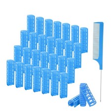 28PCS Small Plastic Hair Curlers Rollers Set, 0.6In/1.5cm Snap on Rollers Gri...