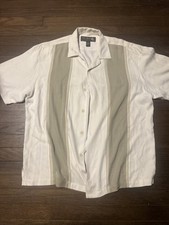 Nat Nast Shirt Men L Blue White Luxury Originals 100 Silk Button Down Bowling