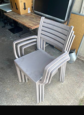Grey Plastic Stackable Outdoor Garden Chair Modern Style 35x55x50cm Used