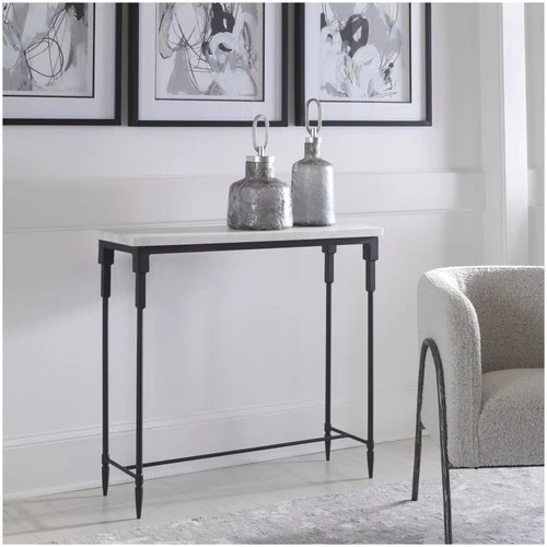Uttermost 25165 Bourges 36"W Modern Industrial Marble Top Console - White - Picture 3 of 3