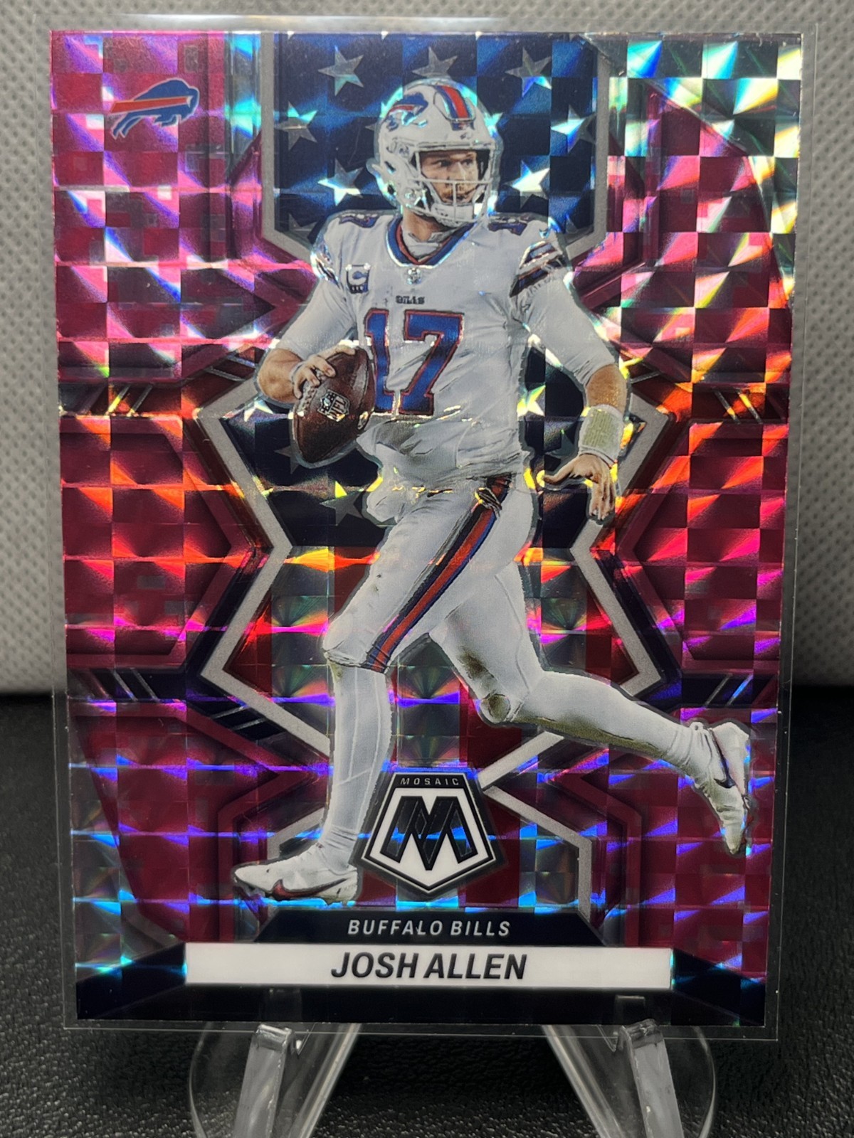 2022 Panini Mosaic Josh Allen #20 Camo Pink Mosaic Prizm Bills