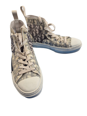 Dior B23 High Top Sneakers Oblique Logo Transparent Canvas Size 39 Italy #rm