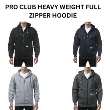 PROCLUB PRO CLUB MEN'S HEAVYWEIGHT FULL ZIPPER HOODIE PLAIN ZIP UP HOODED JACKET