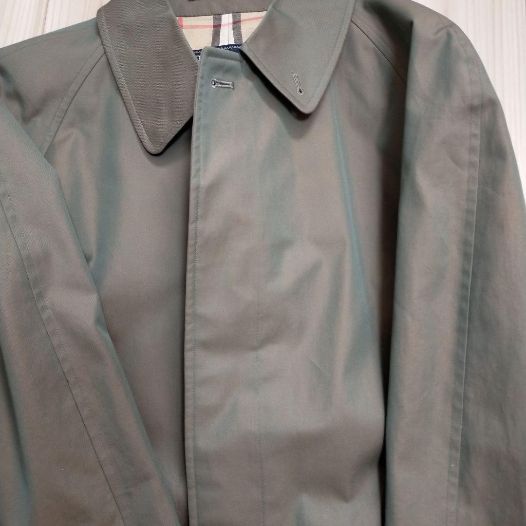 Burberry Balmacaan Trench Coat Plain Collared Khaki Iridescent Size L For Men thumbnail 15