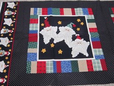Santa and Snowman Christmas fabric panel