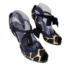 MOSCHINO GIRAFFE-PRINT WEDGE SANDALS Size 38