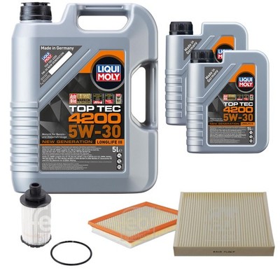 FEBI BILSTEIN Inspektionspaket 7L Liqui Moly Top Tec 4200 5W-30 für Opel