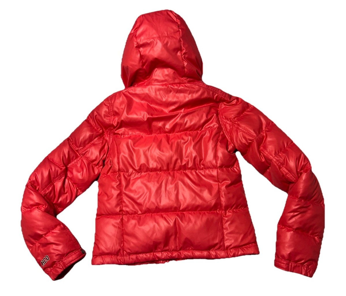 Hollister Red Down Feather Puffer M Winter Jacket Coat Hood 