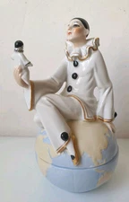 old pierrot box very rare pierrot antique half doll box jar powder