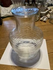 Vintage Anchor Hocking Ribbed Swirl Glass Juice Carafe W/lid