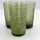 Anchor Hocking Soreno Avocado Highball Glasses Set of 3 Vintage MCM