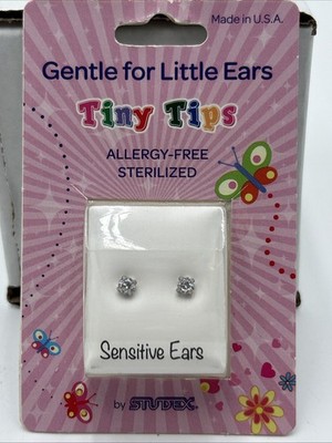 Studex Tiny Tips Earrings For Little Ears TT-742W Stainless Tiff 4MM CZ
