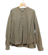 MARGARET HOWELL MHL. Cotton Wool Band Collar Check Pullover Size 2 Made In Japan