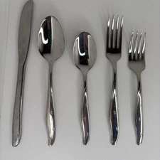 Mar-Crest Atomic Star Stainless Steel Flatware 5-Pc Place Setting USA Vintage