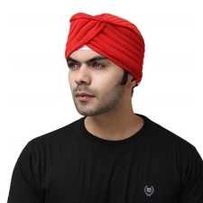 Sikh Tradition Readymade Turban, Dastar, Pagri, Beanie Head Cover for Men Red 
