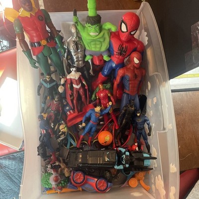 Large Marvel And Dc Lot space jam, Spider-Man Batman, Incredible Hulk, vehicles