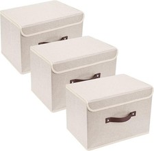 TYEERS Collapsible Storage Box with Lid, Fabric Storage Box for Clothes, Wardrob