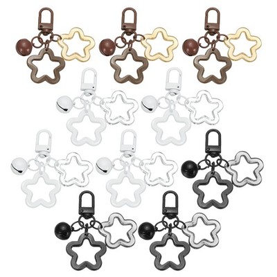 10pcs star keychain, keychain charms, white/black/brown