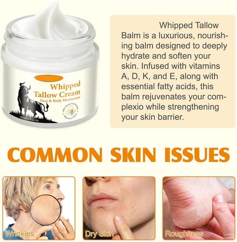 Whipped Beef Tallow Balm for Face & Body,Tallow Face Moisturizer with Grass-fed - Picture 4 of 7