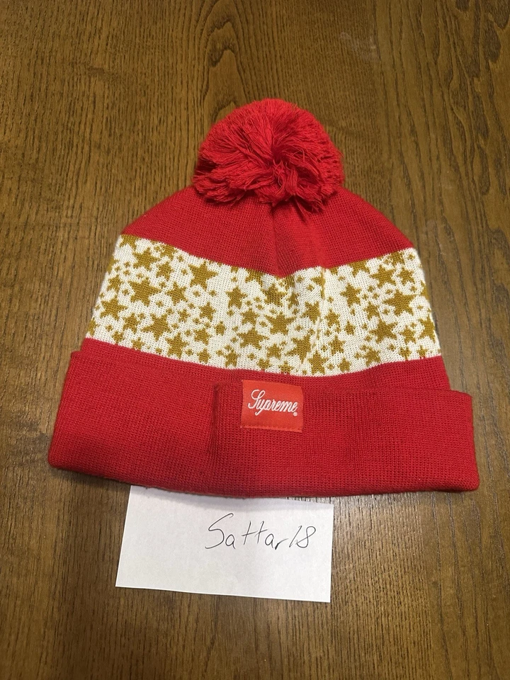 Винтажный оригинальный Supreme Nike Dunk Hi SB звезды Beanie красный белый 2004 коробка логотип - Изображение 2 из 3