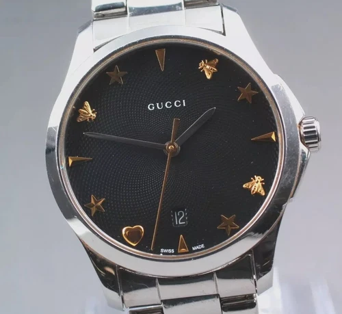 *EXC+5*Gucci G Timeless 126.4 quadrante ape orologio uomo quarzo swiss made