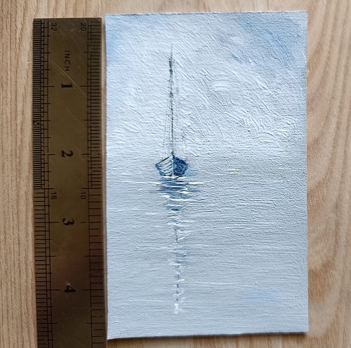 Original MINIATURE Modern Artwork OIL Painting Landscape 3x4.5"Art Gift Seascape - Picture 7 of 9