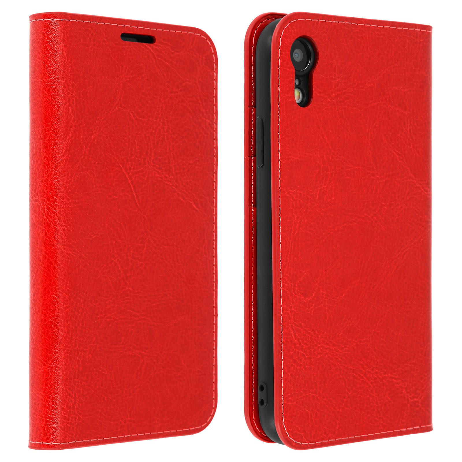 Étui iPhone XR en cuir rouge Avizar avec support vidéo intégré