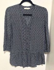 Tory Burch Blue White Geometric Pattern Mini Dress Size Medium