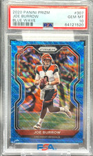 2020 PANINI PRIZM BLUE WAVE #307 JOE BURROW ROOKIE RC #/199 PSA 10