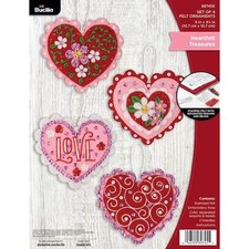 Bucilla Felt Ornaments Applique Kit Set of 4 - Heartfelt Treasures 89745E