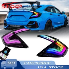 Sindar Rgb Led Tail Lights For Honda Civic Sedan 2016-2021 Sequential Rear Lamps