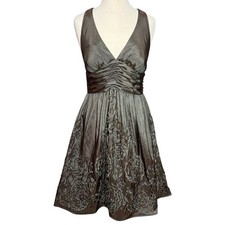 ADRIANNA PAPELL Floral Dress Sz 12 Taffeta Fairy Whimsigoth Coquette Goblincore